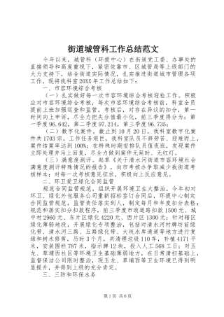 2024年街道城管科工作总结范文