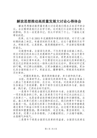 2024年解放思想推动高质量发展大讨论心得体会