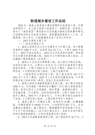 2024年街道城乡建设工作总结