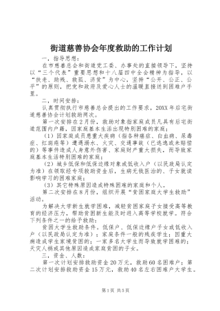 2024年街道慈善协会年度救助的工作计划