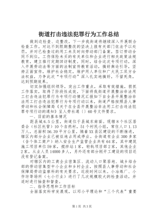2024年街道打击违法犯罪行为工作总结