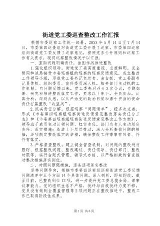 2024年街道党工委巡查整改工作汇报