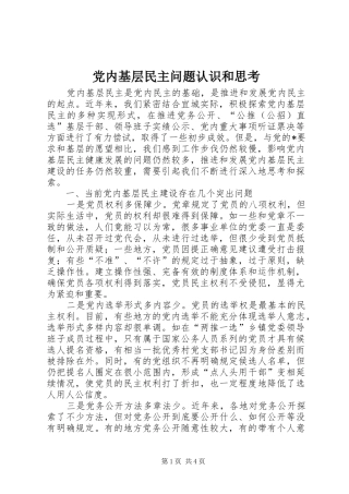 2024年党内基层民主问题认识和思考