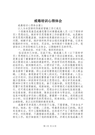 2024年戒毒培训心得体会