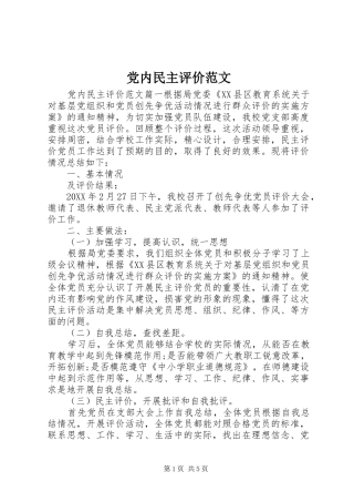 2024年党内民主评价范文