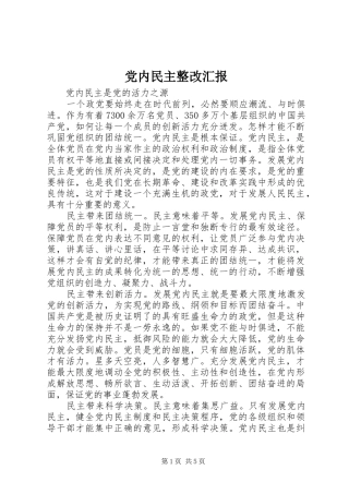 2024年党内民主整改汇报