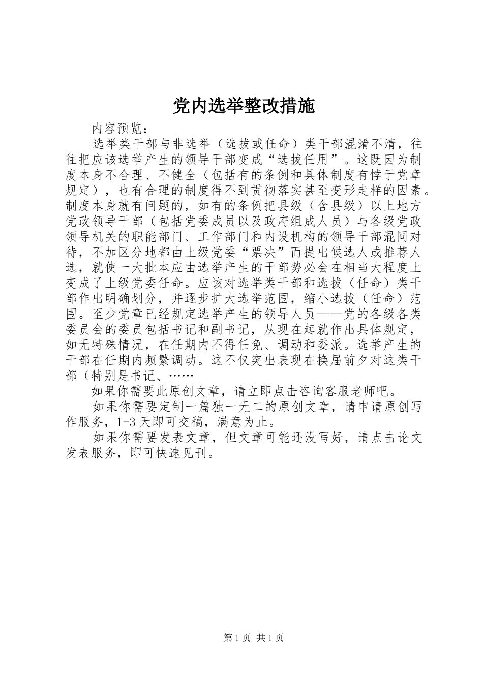 2024年党内选举整改措施_第1页