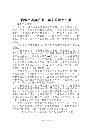 2024年借调市委办公室一年来的思想汇报