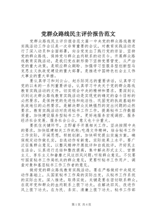 2024年党群众路线民主评价报告范文