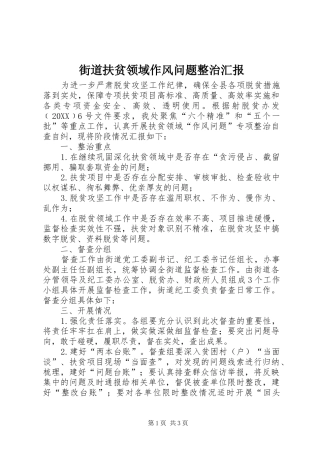 2024年街道扶贫领域作风问题整治汇报