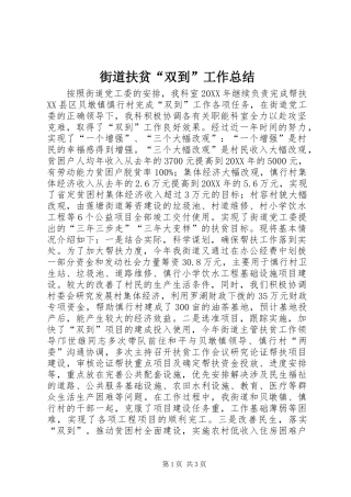 2024年街道扶贫双到工作总结