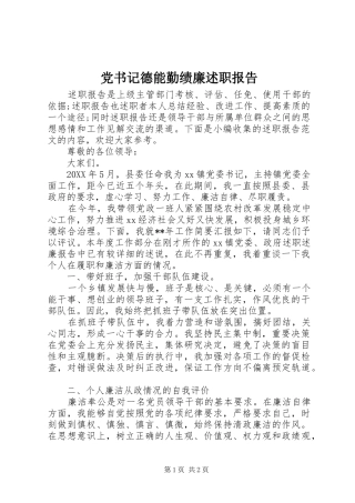 2024年党书记德能勤绩廉述职报告