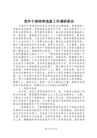 2024年党外干部培养选拔工作调研报告