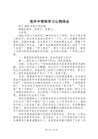 2024年党外中青班学习心得体会