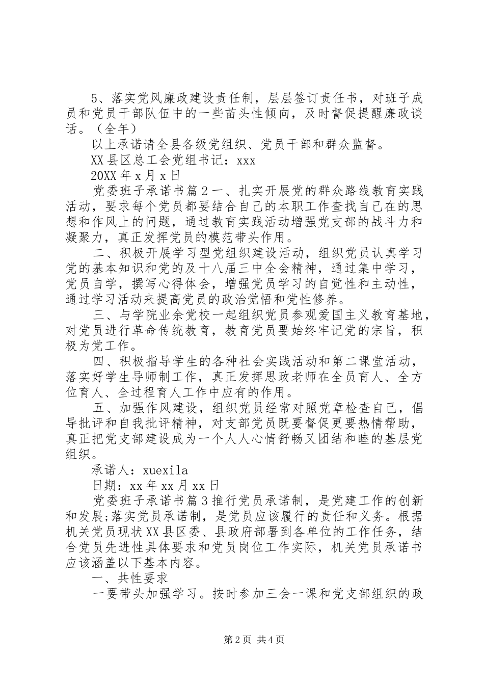 2024年党委班子承诺书_第2页