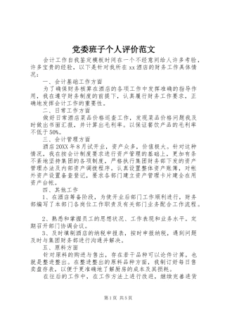 2024年党委班子个人评价范文