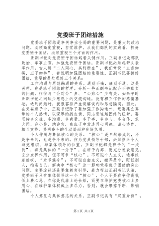 2024年党委班子团结措施