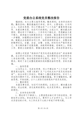 2024年党委办公系统党员整改报告