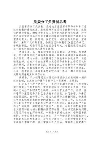 2024年党委分工负责制思考