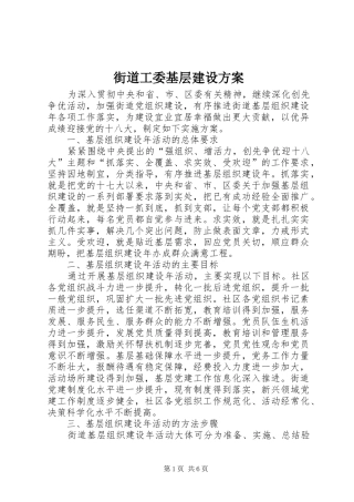 2024年街道工委基层建设方案