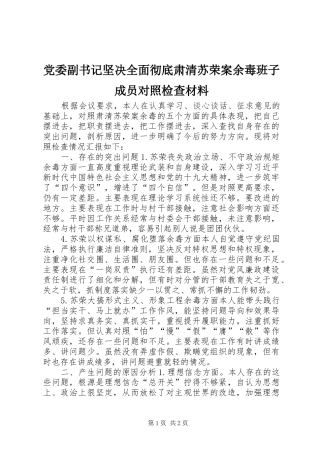 2024年党委副书记坚决全面彻底肃清苏荣案余毒班子成员对照检查材料