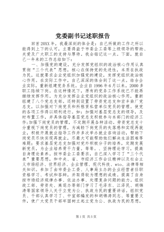 2024年党委副书记述职报告