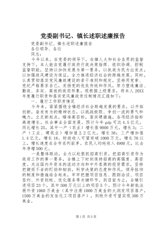 2024年党委副书记镇长述职述廉报告