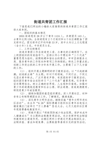 2024年街道共青团工作汇报