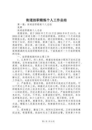 2024年街道挂职锻炼个人工作总结