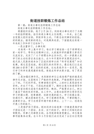2024年街道挂职锻炼工作总结