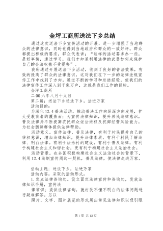 2024年金坪工商所送法下乡总结