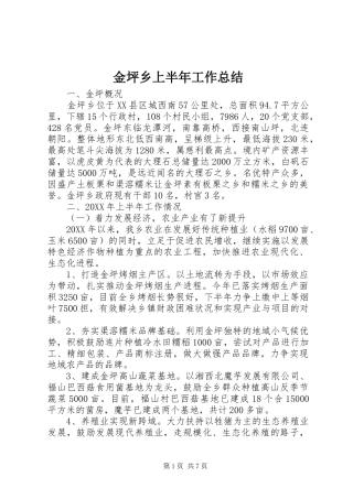 2024年金坪乡上半年工作总结