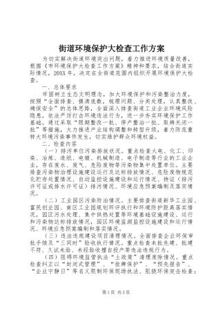 2024年街道环境保护大检查工作方案