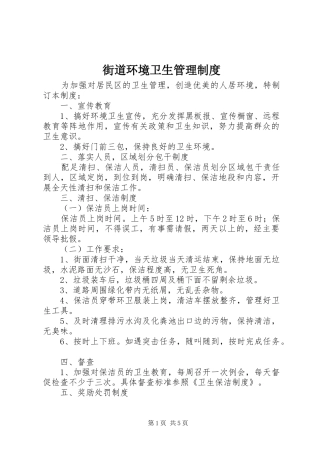 2024年街道环境卫生管理制度