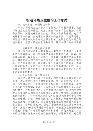 2024年街道环境卫生整治工作总结