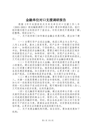 2024年金融单位对口支援调研报告