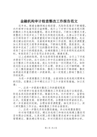 2024年金融机构审计检查整改工作报告范文