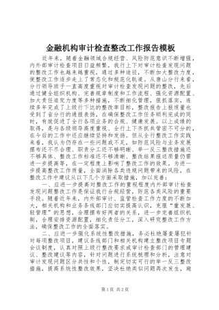 2024年金融机构审计检查整改工作报告模板