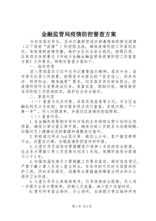 2024年金融监管局疫情防控督查方案