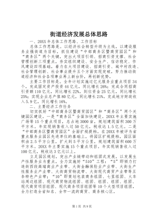 2024年街道经济发展总体思路
