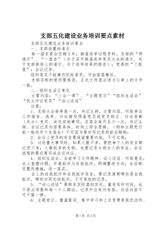 2024年支部五化建设业务培训要点素材