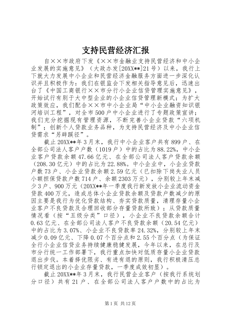 2024年支持民营经济汇报_第1页