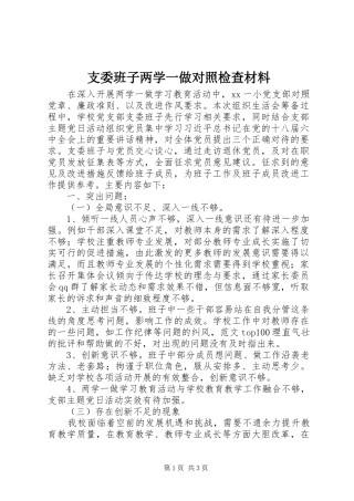 2024年支委班子两学一做对照检查材料