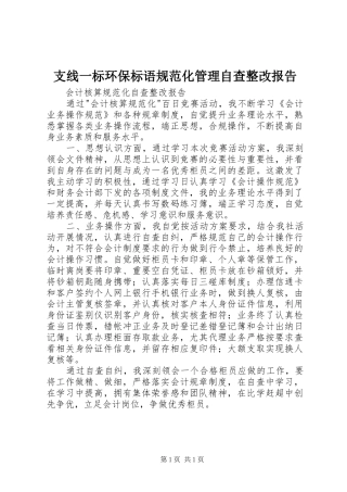 2024年支线一标环保标语规范化管理自查整改报告