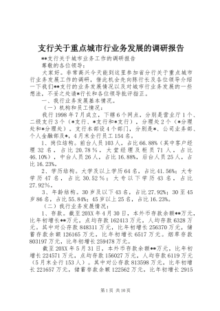 2024年支行关于重点城市行业务发展的调研报告