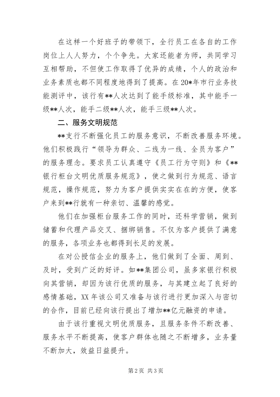 2024年支行先进集体事迹申报材料_第2页