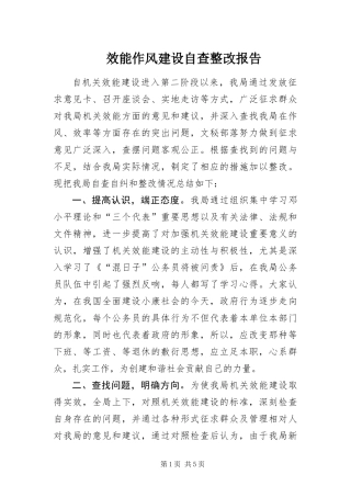 2024年效能作风建设自查整改报告