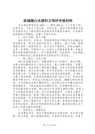 2024年枝城镇白水港村文明村申报材料