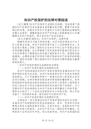 2024年知识产权保护的法律对策综述