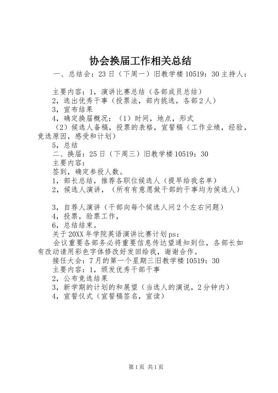 2024年协会换届工作相关总结_第1页